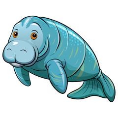 Cute cartoon sea animals playing together in the ocean