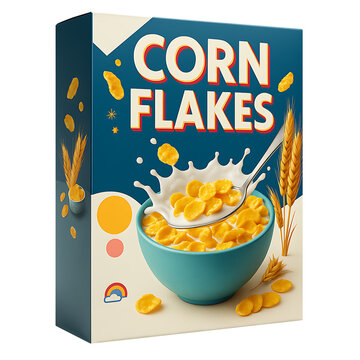Corn flakes box isolated on transparent background