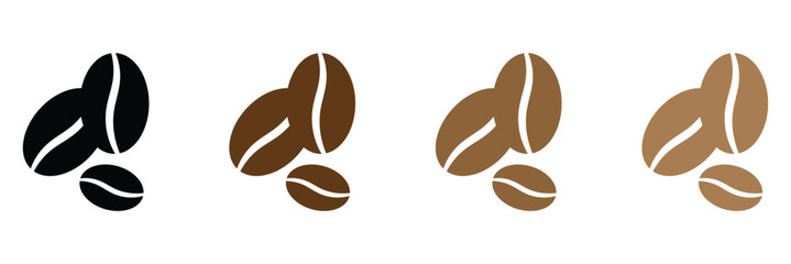 Coffee bean icon. Coffee seed sign set. Caffeine vector symbol isolated on white background. Arabic roasted icon. Vector illustration. EPS 10 .
