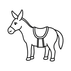 outline donkey with saddle cartoon 