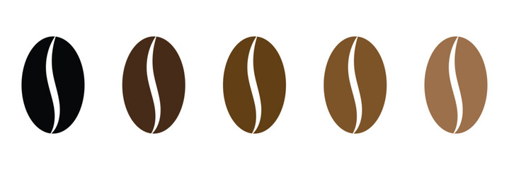 Coffee bean icon. Coffee seed sign set. Caffeine vector symbol isolated on white background. Arabic roasted icon. Vector illustration. EPS 10 .