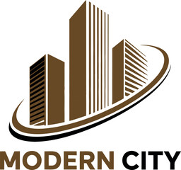 Fototapeta premium Modern city skyline logo design real estate buildings architecture vector graphic vector illustartion