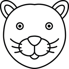 beaver head icon outline vector illustration on transparent background