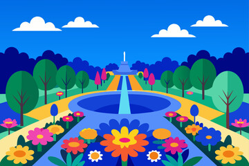 landscape with flowers