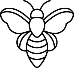 bee head icon outline vector illustration on transparent background