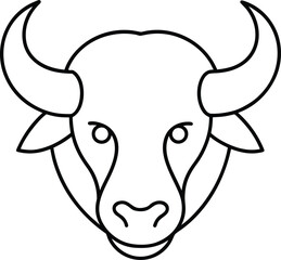 bison head icon outline vector illustration on transparent background
