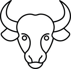 buffalo head icon outline vector illustration on transparent background
