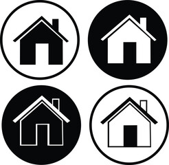 Collection home icons. House symbol. Set of real estate objects and houses black icons, Vector illustration.