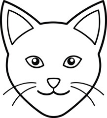 cat head icon outline vector illustration on transparent background