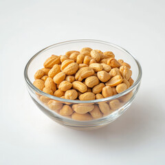 A small glass bowl of peanuts for beverage