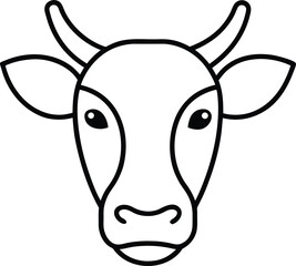cow head icon outline vector illustration on transparent background