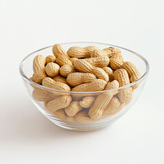 A small glass bowl of peanuts for beverage