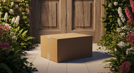 Cardboard box on patio,  front door