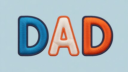 Embroidered dad letters blue orange white embroidery stitched