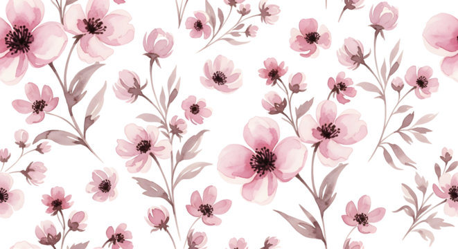Pink floral pattern on black background