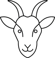 goat head icon outline vector illustration on transparent background