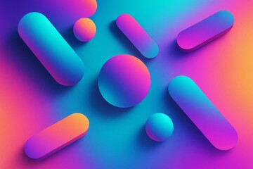 Abstract rounded shapes with vivid gradients in a modern graphic style on a blue background, concept of modern design and creativity