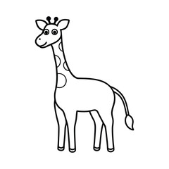outline giraffe cartoon on white background 