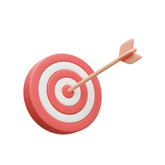 Bullseye with dart, direct hit 3d style, isolated on transparent background

