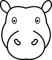 hippopotamus head icon outline vector illustration on transparent background