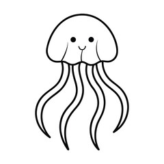 outline jellyfish cartoon on white background
