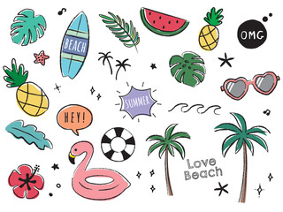 南国の夏のビーチのイラスト