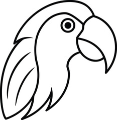 macaw head icon outline vector illustration on transparent background