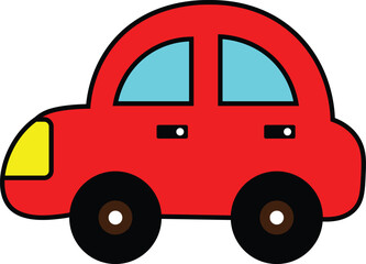 Cute Simple Cartoon Car Side View Vector