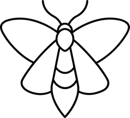 moth head icon outline vector illustration on transparent background