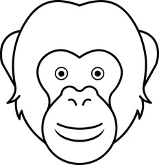 orangutan head icon outline vector illustration on transparent background © Dhanopati