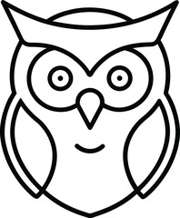 owl head icon outline vector illustration on transparent background