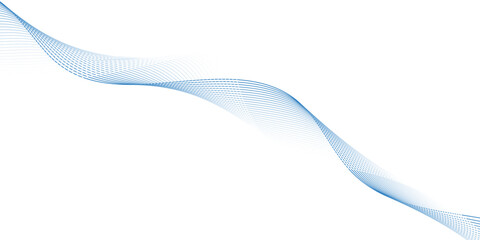 Technology Abstract Blue Lines on White Background with Smooth Waveform Flow
