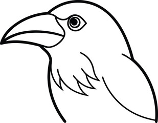 raven head icon outline vector illustration on transparent background