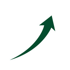 Green arrow isolated on white background indicating upward growth and progress