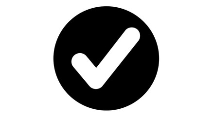 A simple check mark inside a black circle indicating approval success or a positive confirmation for a task