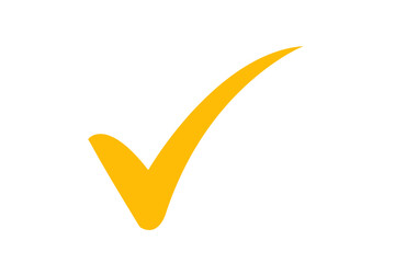 A yellow check mark on a white background represents confirmation approval and positive selection for a task