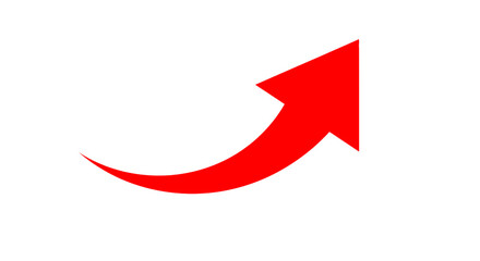 A simple red arrow curves upward and to the right indicating growth success and positive direction