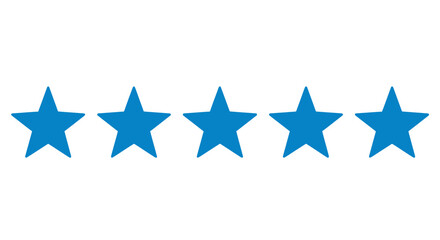 Five blue stars in a row representing a top rating for customer satisfaction and outstanding service quality