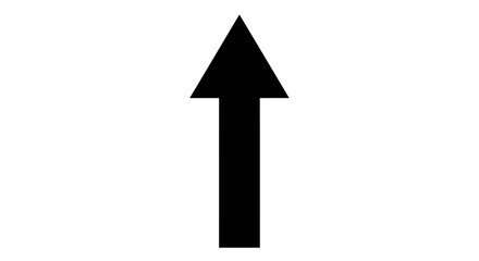 Fototapeta premium A simple black arrow pointing upwards against a white background indicates direction and navigation with a clear and straightforward design