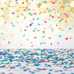 Vibrant confetti shower creates a festive atmosphere for celebrations and parties