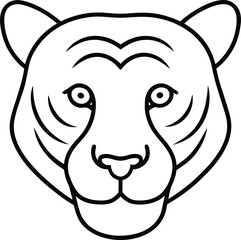 tiger head icon outline vector illustration on transparent background