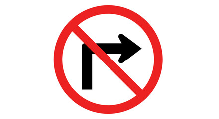 No right turn traffic sign isolated on white background
