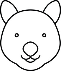 wombat head icon outline vector illustration on transparent background