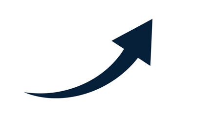 Dark blue arrow pointing upwards isolated on white background, symbolizing growth, progress, and success