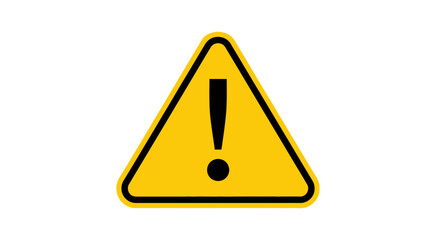 Yellow warning triangle with black exclamation mark isolated on white background