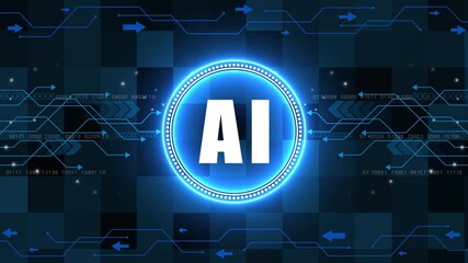 Artificial intelligence ai technology business cyberspace innovation network science digital concept. Animation of ai data processing over computer server. - Powered by Adobe
