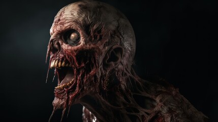 Zombie. Scary zombie man with blood on his body. Halloween. Horror. Horror film. Zombie. Zombies. Halloween Concept with Copy Space. Zombie Apocalypse Concept with Copy Space.
