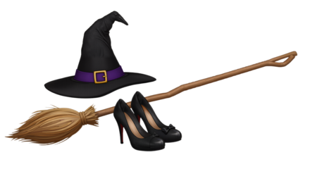 Witch Hat, Shoes, and Broom – Stylish Halloween Magic Combo