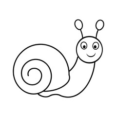 outline snail cartoon on white background