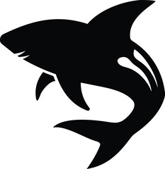 Fototapeta premium Vector illustration of jumping shark orca silhouette